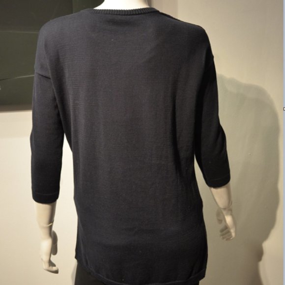 Navy Cotton sheer Argyle Pattern Knit Pullover - Picture 6 of 8